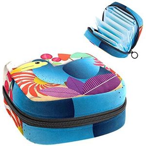 Maandverband Opbergtas,Draagbare maandverband Opbergzak,Vogel, Meerkleurig, 4.7x6.6x6.6 in/12x17x17 cm