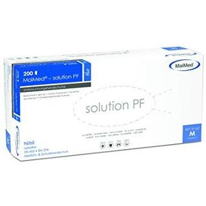 Wegwerphandschoenen van Nitril MaiMed Solution next PF blauw L maat 9, poedervrij, niet-steriel, latexvrij, 200 stuks/doos.