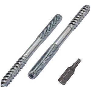 SKIR'CO (100 stuks) Stokschroeven M6 x 80 mm, plugschroeven met dubbele draad, dubbele kopbouten