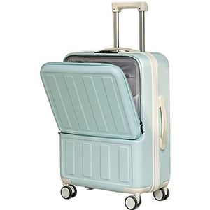 Koffer Bagage Bagage Met TSA-slot En USB-oplaadpoort, Kan In De Vliegtuigkoffer Voor Dames Worden Vervoerd Reiskoffer (Color : Blu, Size : 20in)
