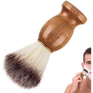 Mcheli Premium-scheerkwast, puur dassenhaar Scheerkwast met houten handvat Baardborstel Voor nat scheren met een veiligheidsscheermes.