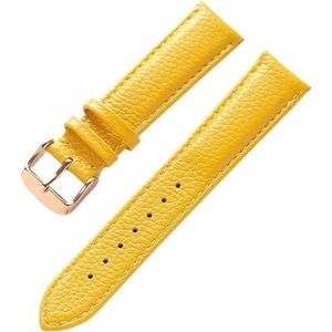 YingYou Lederen Band Dames Zacht Leer Lychee Graan Koeienhuid Horlogeband Heren Waterdicht 14 16 18 Mm Horlogeketting Accessoires (Color : Yellow rose buckle, Size : 15mm)