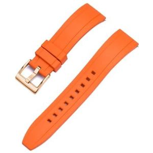 INEOUT FKM Rubber Horlogeband 20mm 22mm 24mm Armband Quick Release Polsband For Mannen Vrouwen Duiken Horloges Accessoires (Color : Orange rose gold, Size : 20mm)
