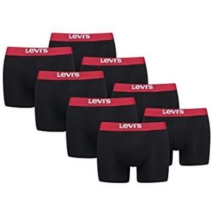 Levi's Solid Boxershorts voor heren, ondergoed van biologisch katoen, verpakt per 8 stuks, zwart/rood, XXL