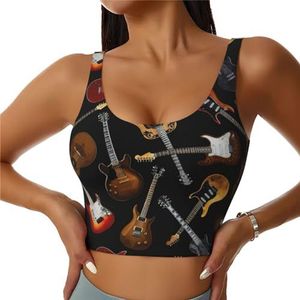 Gitaren Print Comfortabele Vrouwen Sport Vest Yoga Workout Vest Voor Vrouwen Lichtgewicht Zomer, Zwart, S
