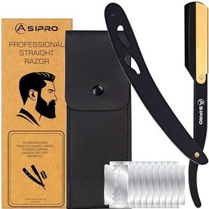 ASIPRO Scheermes Kapper met 10 Scheermesjes en Etui Professioneel Baber Razor Klassiek Traditioneel Barbier Scheermes Premium Kwaliteit Roestvrij Staal Nauwkeurig Scheermes Heren