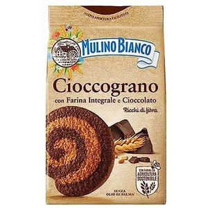 MULINO BIANCO Cioccograno - Italiaanse koekjes gemaakt van volkorenmeel en pure chocolade 330g (Cioccograno, x1)
