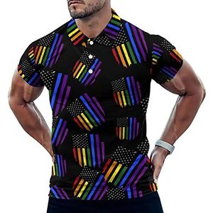 Gay LGBT Trots Regenboog Vlag Casual Poloshirts Voor Mannen Slim Fit Korte Mouw T-shirt Sneldrogende Golf Tops Tees 4XL