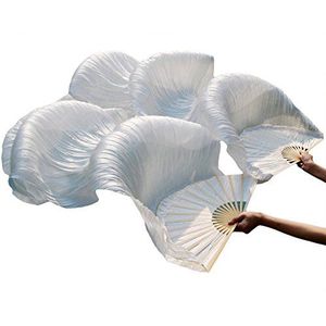 AYKANING Lange dansventilator, zijden buikdans-fan handgemaakte zijden sluierfans buikdansen fans (kleur: paars, maat: 180 cm-90 cm)