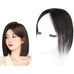 10 Inch Haar Toppers For Vrouwen 100% Echt Menselijk Haar Toupetje 6 X 7 Cm Mesh Basis Haarstukken For Dunner Wordend Haar Dames Clip In Topper Hair Extensions (Color : Black)