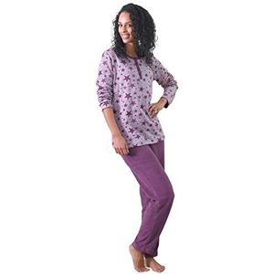 NORMANN WÄSCHEFABRIK Dames Warm Gezellige Terry Pyjama PJ Set Star Pattern Loungewear - Perfect voor koude nachten