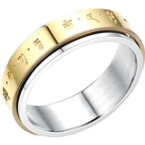 szutfidy Metalen Ring Fijne Zonnebloem Dot Ontwerp Metalen Ring voor Mannen Vrouwen F US 8, US 8, Titanium Staal, Secundaire Steen