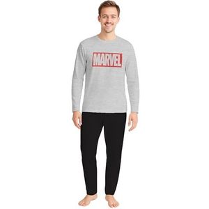 Marvel pyjama voor heren, lange mouwen, grijs en zwart, pyjama voor heren, grijs, L