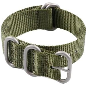 Pgqjfks 16/18/19/20/21/22/23/24/26 mm Nylon Armband Accessoires Canvas Heren Gesp Zilver, Militair Groen, 22 mm