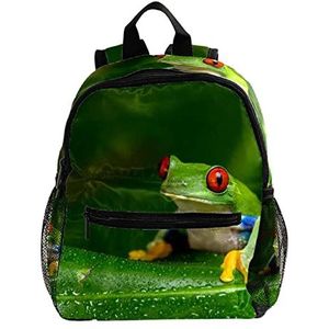 Mini Rugzak Pack Tas Kikker groen Natuur Leuke Mode, Meerkleurig, 25.4x10x30 CM/10x4x12 in, Rugzak Rugzakken