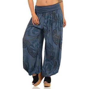 malito dames Aladdinbroek met opdruk | Harembroek om te dansen | Pofbroek om te chillen - Vrijetijdsbroek - Pofbroek 7185 (jeansblauw)