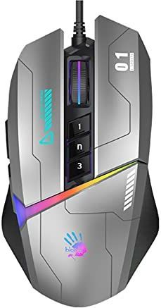 Bloody W60Max RGB FPS 10.000 CPI, bekabelde gamingmuis, alle programmeerbare toetsen, 2000 Hz rapportagesnelheid, 250 IPS, 4 m geïntegreerd geheugen (grijs)