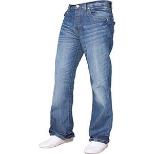 APT Heren Basic Blauw Bootcut Wijde Pijpen Uitlopende Werk Casual Jeans Groot, Light Wash A42, 34W / 30L