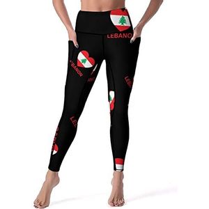 Love Libanon Yogabroek voor dames, hoge taille, buikcontrole, workout, hardlopen, leggings, M