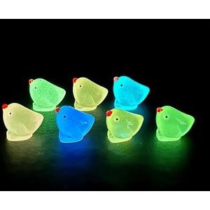 Lichtgevende Mini-Hars Kippen, Lichtgevende Mini-Hars Kip Plastic Kip, Mini Hars Kuiken Miniatuur Plastic Paaskuikens Figuren, voor Paasdecor (3)