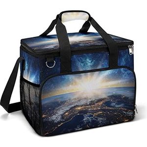 Earth Galaxy Space Grappige koeltas, opvouwbare draagbare geïsoleerde zakken, lunchtas met meerdere zakken voor strand, picknick, camping, werk