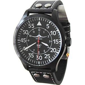 IMC pilotenhorloge Phantom zwart mannen polshorloge horloge lederen armband behuizing van roestvrij staal