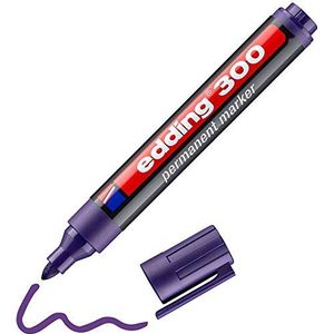 edding 300 permanent marker - violet - 1 stift - ronde punt 1,5-3 mm - watervast, sneldrogend - wrijfvast - voor karton, kunststof, hout, metaal, glas