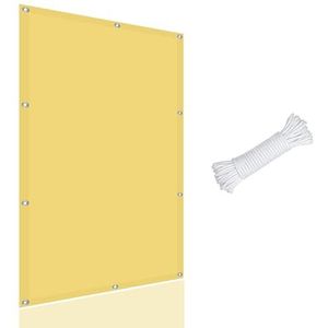 Zonwering Schaduw Doek 2 x 2.5 m Met Doorvoertules, Oogjes Schaduwdoek UV-bestand voor Planten Zwembad Hondenhok, Zand geel