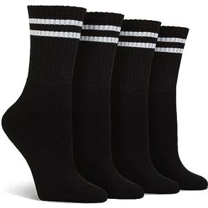 Spairs Dames vrije tijd crew lengte en laarzen sokken in effen en gestreepte ontwerpen maat 4-8. 4 paar multipack wordt geleverd in minimale verpakking om uw brievenbus te passen, Crew Zwart, 37-42 EU