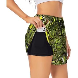 YQxwJL Abstracte Groene Slang Print Atletische Hoge Taille Running Shorts Voor Vrouwen Sneldrogende Gym Workout Shorts Voor Zomer Casual, Zwart, S