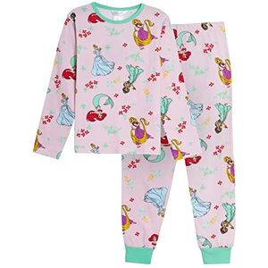 Disney Prinses meisjespyjama voor kinderen, volledige lengte, pyjamaset, 100% katoen, prinsessennachtkleding, nachtkleding, roze, 3-4 jaar