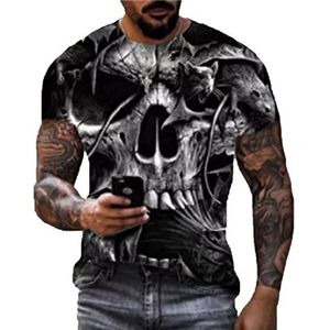 T-shirt met korte mouwen en doodskop-opdruk voor heren, retro, gothic, Skull 3D-letters, bedrukt ronde hals, sweatshirt, T-shirt, sporttop, # 3., M