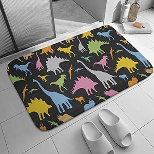 Agriism Laagpolige tapijten, kleine matten, kleurrijke dinosaurus bedrukte flanellen mat, antislip, absorberend, vuilwater, duurzame voordeurmat voor buiten, 76 x 45 cm