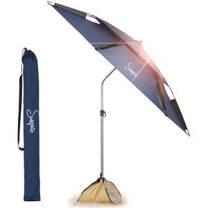 Sunphio Strandparasol 220 cm, Windbestendig en UV-bescherming 50+, Grote Parasol Draagbaar, Lichtgewicht voor Reizen, Met Grondpen