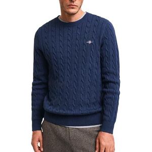 GANT - Cotton Cable C-Neck - Trui - Dark Jeansblue Melange