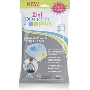 Inlegzakken/folie voor Potette Plus of Potette Premium met absorberend inzetstuk, biologisch afbreekbaar - voor hygiënische reinheid onderweg - snel en eenvoudig wisselen - 30 stuks