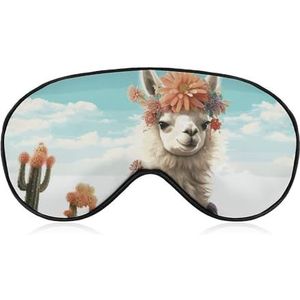 Comfortabel oogmasker om te slapen, Mexicaanse lama groen bedrukte lichtblokkerende oogbedekking met verstelbare riem, ooglapjes, blinddoek voor kantoor, dutje en reizen