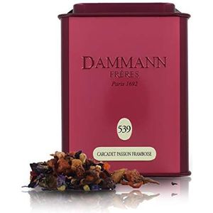 Dammann Carcadet Passion Framboise 539, hibiscusbloemen, boeket, gedroogde appel, doos karcadee, 100 g, Dammann Frères