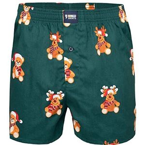 Happy Shorts Heren American Boxer Boxershorts Shorts Webboxer Kerstmis X-Mas Gift Notenkraker - Lebkuchenmann, Rendier - Rendier, S
