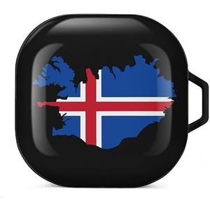 IJsland kaart vlag oortelefoon hoesje compatibel met Galaxy Buds/Buds Pro schokbestendig hoofdtelefoon hoesje zwart stijl