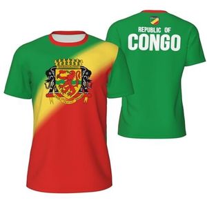Sport Mesh T-Shirt Republiek Congo Vlag voor Running Bike Voetbal Tennis Voetbal Fitness Tees 3D Gedrukt, Meerkleurig, S