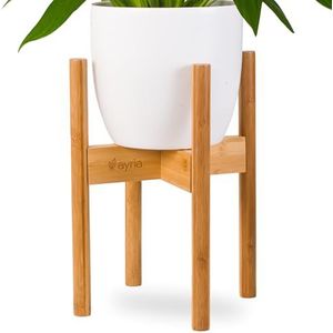 Ayria Mid-Century moderne bamboe plantenstandaard - verstelbare breedte (tot 30 cm) - past op verschillende potmaten - natuurlijke bamboe