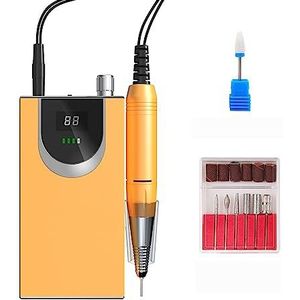Nagelvijl elektrisch, Draagbare draadloze nagelboormachine, 30000 RPM oplaadbare manicure elektrische nagelvijlboormachine(Giallo)
