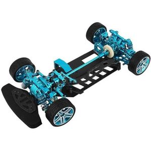 IWBR Frame Chassis Met Schokdempers Wielen Riem Drive Fit for Tamiya TT02 TT-02 1/10 RC Auto Onderdelen (Size : Blue with Wheels B)