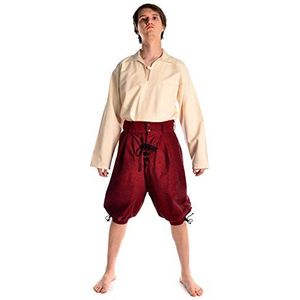 HEMAD Heren Piratenbroek Urgan middeleeuwse broek S/M rood puur katoen