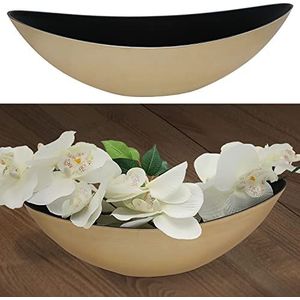 Cepewa Decoratieve schaal │ 55x18x14cm kunststof goud zwart │ plantenbak in bootvorm (1 x ovaal goud zwart 55x18x14cm)