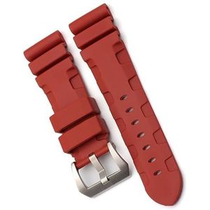 dayeer Natuur rubberen horlogeband voor Panerai Submersible Luminor PAM-band met vlindersluiting 26 mm (Color : Red Pin, Size : 26mm B Pin)