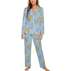 Geit Yoga Vrouwen Lange Mouw Button Down Nachtkleding Zachte Nachtkleding Lounge Pyjama Set XL
