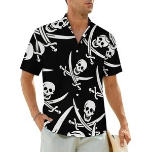 Piraat vlag hoodies schedel sweatshirts Skullandswords heren shirts korte mouw strand shirt Hawaiiaanse shirt casual zomer T-shirt 2XL