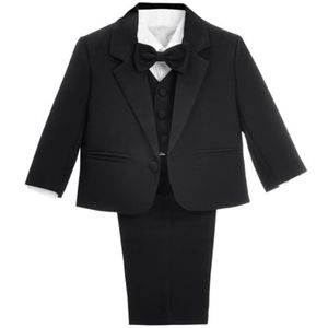 Lito Angels Kostuums & Blazers Tuxedo Smoking Pak Set van 5 Stuks Bruiloft Feest Formele Kleding Outfit voor Baby Jongens Maat 80 (Leeftijd 9-12 Maanden) Zwart
